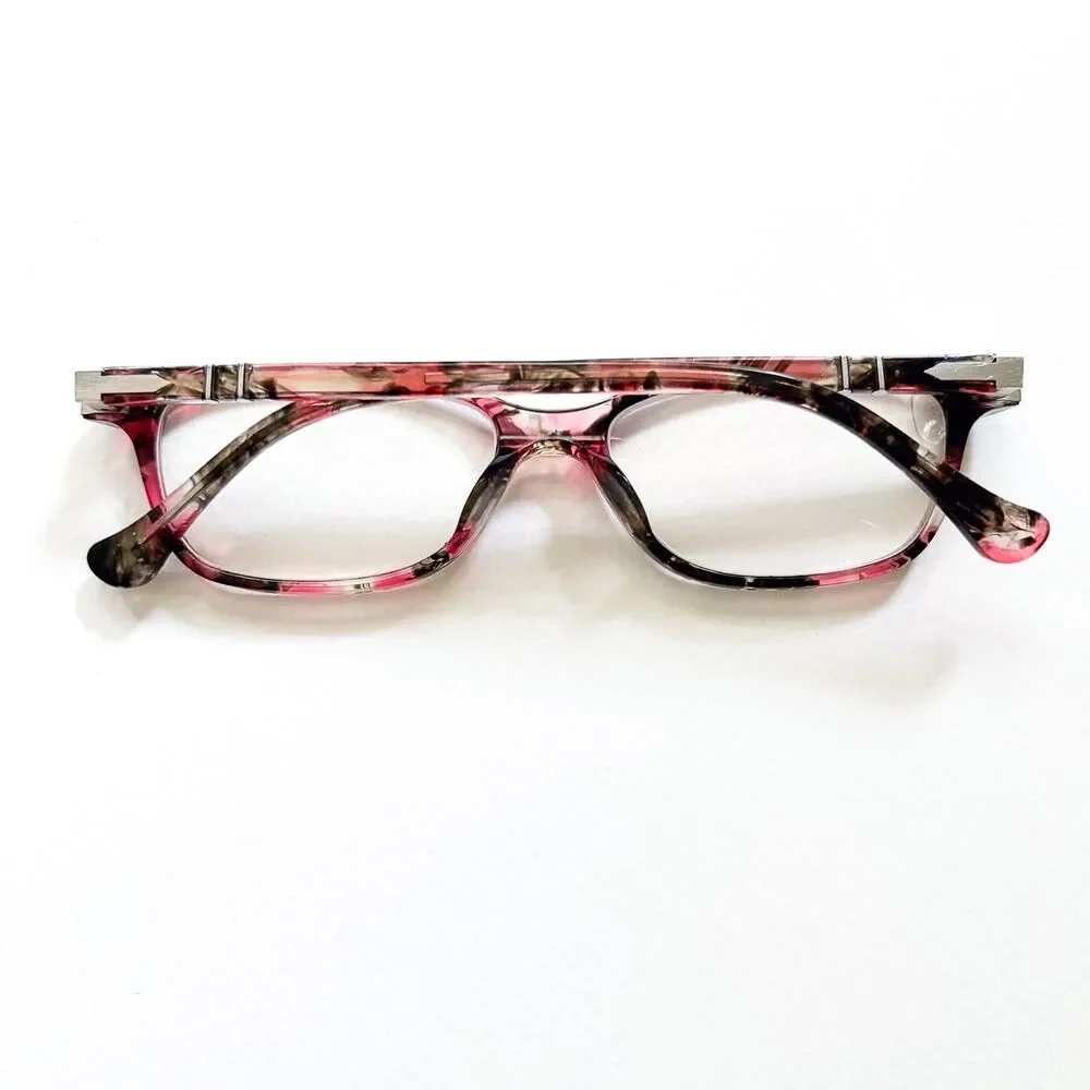READ Persol Womens Eyeglasses Pink Pattern FRAMES ONLY Splayed Flared 52-16-140